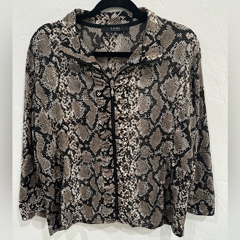Toni Morgan Black Gray Python Snake Print Full Zi… - image 1